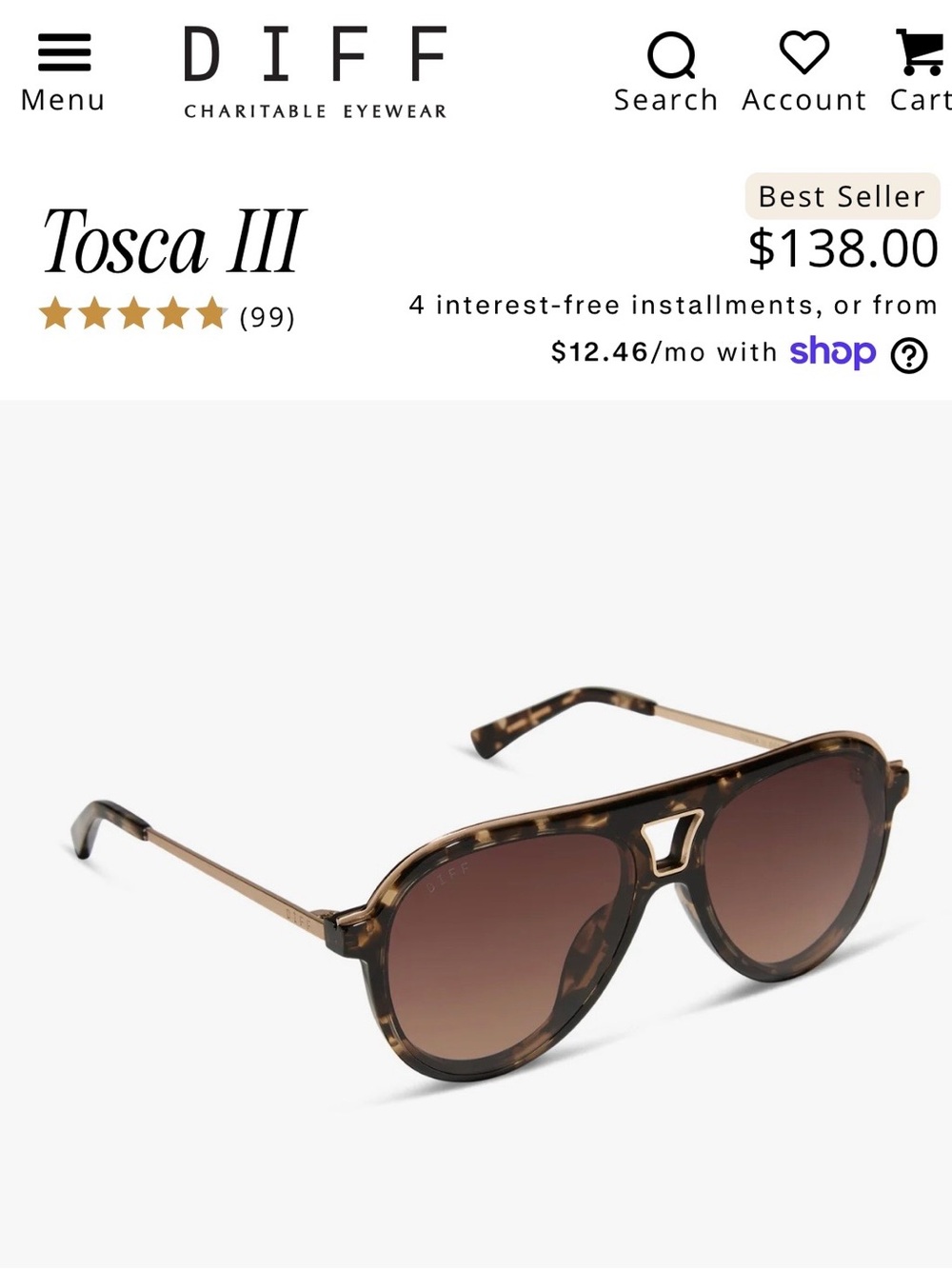 DIFF TOSCA III - ESPRESSO TORTOISE + BROWN GRADIENT + POLARIZED SUNGLASSES